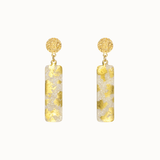 Dazzled Iridescent Cream Medium Column Earrings- Hammered Post