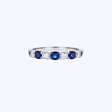 J. B. Star Platinum Petite Alternating 1.63ctw Cushion Cut Sapphires & 0.60ctw Round Diamonds Anniversary Band
