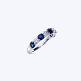 J. B. Star Platinum Petite Alternating 1.63ctw Cushion Cut Sapphires & 0.60ctw Round Diamonds Anniversary Band
