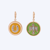 Kastak Collection Double Face Yellow Horseshoe and Kiwi Green Enamel Angel Diamond Charm