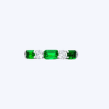 J. B. Star Platinum Alternating 0.61ctw Emerald-Cut Emerald & 0.41ctw Round Brilliant Diamond Band