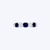 J. B. Star Platinum Alternating 0.80ctw Cushion-Cut Sapphire & 0.66ctw Cushion-Cut Diamond Band