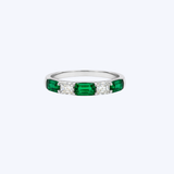 J. B. Star Platinum Petite Alternating 0.52ctw Emerald-Cut Emerald and 0.50ctw Square Emerald-Cut Diamond Band