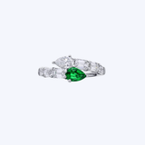 J. B. Star Platinum Snake 0.60ctw Pear Cut Emerald and 2.38ctw Diamond Wrap Ring