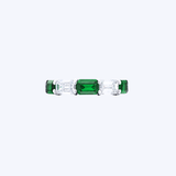 J. B. Star Platinum Alternating 0.85ctw Emerald-Cut Emerald and 0.96ctw Emerald-Cut Diamond Band