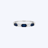 J. B. Star Platinum Alternating 0.73ctw Square Emerald-Cut Diamond & 1.17ctw Emerald-Cut Sapphire Band