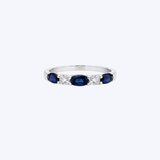 J. B. Star Platinum Alternating 1.70ctw East-West Oval Sapphire & 0.62ctw Round Brilliant Diamond Band