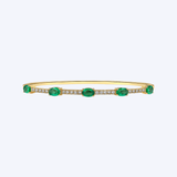 Oval Emerald and Diamond Line Bracelet