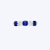 J. B. Star Platinum Alternating 1.50ctw Cushion-Cut Sapphire & 0.55ctw Round Brilliant Diamond Band