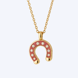 Fortune Collection Petro Enamel Set with Diamond Horseshoe Pendant
