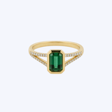 Stanton Color 14K Yellow Gold 1.12ctw Green Tourmaline and 0.17ctw Diamond Ring - 6.5
