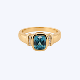 Stanton Color 14K Yellow Gold 3.66ctw Blue Zircon and 0.08ctw Diamond Ring - 6.5