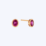 Stanton Color 14K Yellow Gold Bezel 0.48ctw Oval Shape Ruby Studs