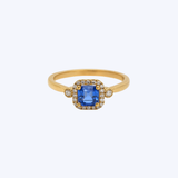 Stanton Color 14K Yellow Gold 0.63ctw Sapphire and 0.11ctw Diamond Halo Ring - 6