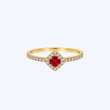 Stanton Color 14K Yellow Gold 0.30ctw Ruby & 0.24ctw Diamond Halo Ring - 6.5