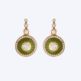 Mina Collection Kiwi Green Enamel Set with Diamonds Earrings