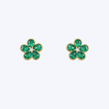 Jardin Flower Diamond and Emerald Stud Earrings