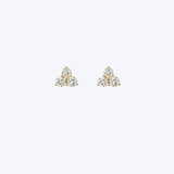 14K Yellow Gold Triple Diamond Cluster Studs - 0.49ctw/5mm (HM)