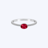 Stanton Color 14K White Gold 0.62ctw Bezel Set Ruby & 0.11ctw Diamond Ring - 6.5