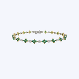 Emerald and Diamond Floral Link Bracelet