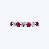 Petite Alternating Round Brilliant Diamond and Round Ruby Band