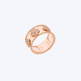 Luvente 14K Rose Gold 0.22ctw Diamond Accented Quatrefoil Wide Band - 6.5