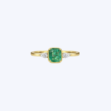 14K Yellow Gold 0.68ctw Cushion-Cut Emerald and 0.19ctw Diamond Accent Ring - 8 (HM)