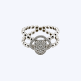 18K White Gold Double Beaded-Band 0.75ctw Diamond Ring - 7 (TEN)
