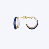 Luvente 14K Yellow Gold Split Enamel & 0.08ctw Diamond J-Hoops Earrings