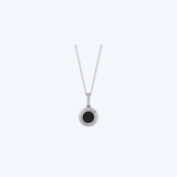 Luvente 14K White Gold 0.68ctw Onyx and 0.08ctw Diamond Halo Pendant Necklace - 18"