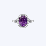 J. B. Star Platinum 4.52ctw Oval Purple Sapphire & 1.00ctw Diamond Halo Ring