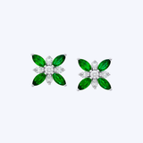 Emerald & Diamonds Floral Studs
