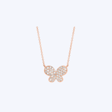 14K Rose Gold 0.17ctw Diamond Pave Butterfly Pendant Necklace - 16-18" (TEN)