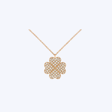 14K Rose Gold 0.24ctw Diamond Pave Clover Pendant Necklace - 16-18" (TEN)