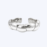 Vintage John Hard Sterling Silver Wide Bamboo Cuff Bracelet