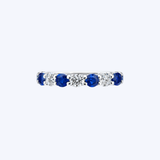 Alternating Round Brilliant Diamond and Round Blue Sapphire Band
