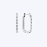 14K White Gold "Squoval" 0.16ctw Diamond Hoops (TEN)
