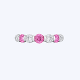 J. B. Star Platinum Alternating 0.52ctw Round Brilliant Diamond and 0.55ctw Round Pink Sapphire Anniversary Band