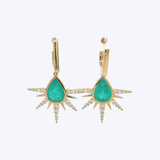 "Jardin" Pear Shape Emerald and  Diamond Spikes Earring