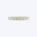J. B. Star 18K Yellow Gold 1.89ctw Alternating Round Brilliant and Fancy Yellow Square Emerald Cut Diamond Band