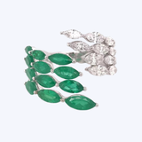 "Jardin" Emeralds & Diamonds Bypass  Ring
