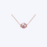 14K Rose Gold Blush Pink Pearl and 0.10ctw Diamond Station Necklace - FWP 13-14mm/16-18" (TEN)