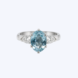 Platinum 5.09ctw Aquamarine and 1.50ctw Diamond Statement Ring - 7 (EST)