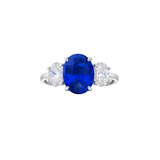 Oval Sapphire & Oval Diamond Three-Stone Ring