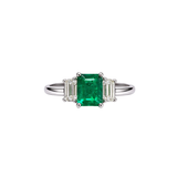 Emerald Cut Emerald & Emerald Cut Diamond Three-Stone Ring