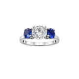 Three-Stone 2.25ctw Diamond and Blue Sapphire Ring