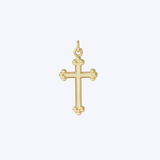 14K Yellow Gold Beaded Cross Pendant Necklace - 18" (STU)