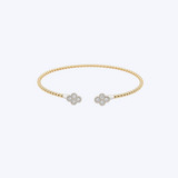 14K Yellow/White Gold Beaded Open Diamond Bangle - 7" (HM)