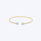 14K Yellow/White Gold Beaded Open Diamond Bangle - 7" (HM)