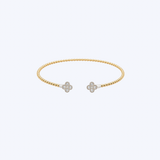 14K Yellow/White Gold Beaded Open Diamond Bangle - 7" (HM)